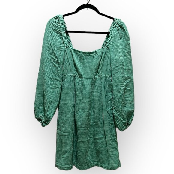 J. Crew Squareneck Soft Gauze Mini Dress Puff Sleeve Longsleeve - Picture 2 of 6